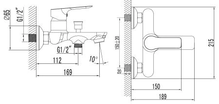 Смеситель для ванны AZARIO AVILLA с ручным душем, хром (AZ-SU23394C)