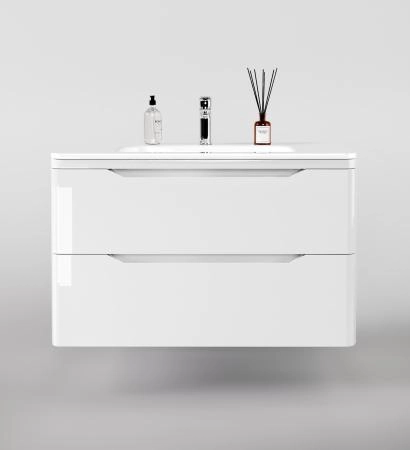 Тумба подвесная Style Line Марелла 90 (2 ящ.) Люкс антискрейтч белый глянец, PLUS