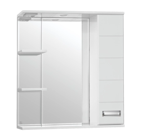 Зеркальный шкаф Style Line Elfante Ирис 75/С с подсветкой, белый
