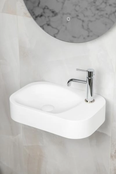 Раковина накладная Boheme COLIBRI Corian 480*320*100 Matt White 902-MW