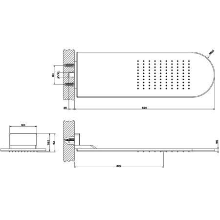 Gessi Shower316 Душевая головка для настенного крепления 62x20cм., цвет: Steel Brushed