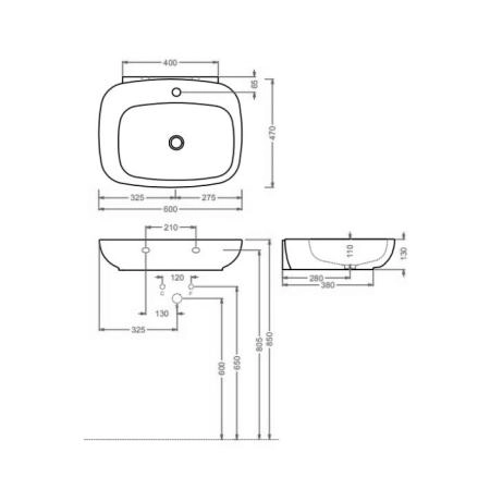 Artceram Dial Раковина 60x47см., подвесная/накладная, 1 отв., цвет: белый