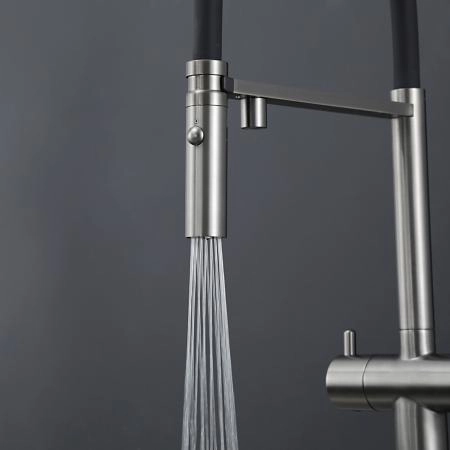Смеситель GAPPO G4397-89 для кухни с гибким изливом и подключением фильтра, оружейная сталь