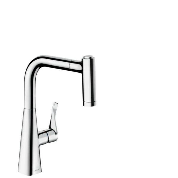 Смеситель Hansgrohe 14834000 Metris для кухни 221 мм, 2 режима, выдвижной излив, MagFit хром