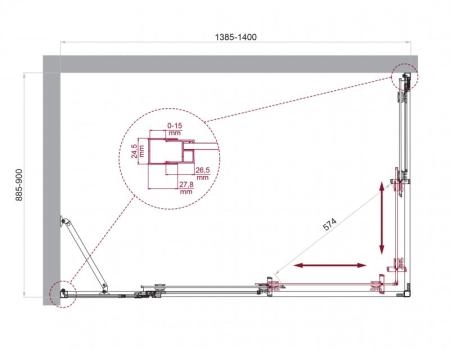 Душевой уголок BelBagno LUCE 110x90 матовое стекло 6 мм профиль хром LUCE-AH-21-110/90-P-Cr