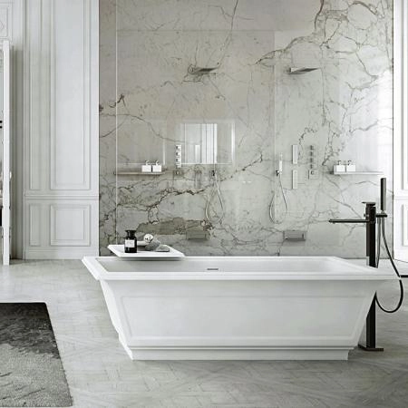Gessi Eleganza Ванна отдельностоящая 180х85см, со сливом-переливом, цвет: матовый белый