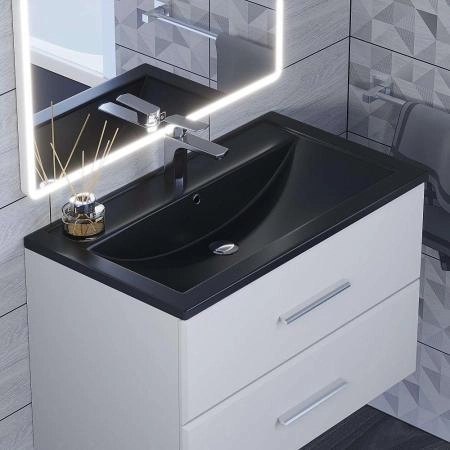 Раковина кварцевая Uperwood Foster Quartz 80 см, черная матовая, уголь