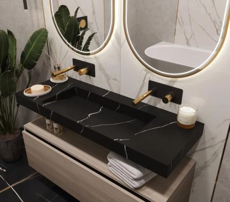Столешница моноблок Boheme FLAT NERO MARQUINA (1210*452*80) 859-120-NM