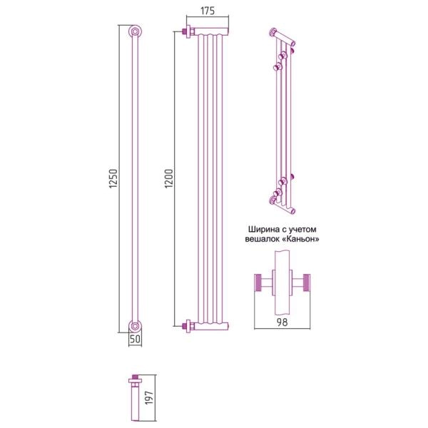 Полотенцесушитель Сунержа Хорда 50x1250 водяной