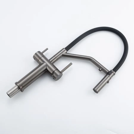 Смеситель GAPPO G4399-89 для кухни с гибким изливом и подключением фильтра, оружейная сталь