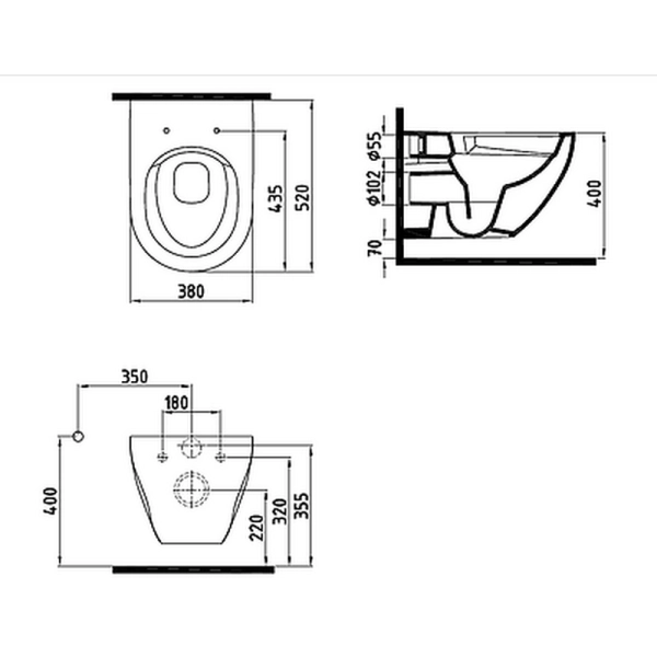 Унитаз Bien Dune безободковый подвесной с функцией биде, с сиденьем микролифт DNKA052N1VP1W3000
