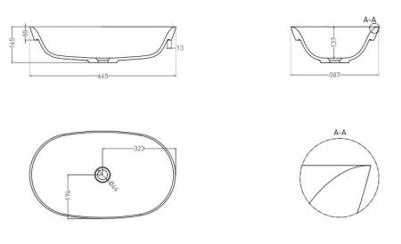 Раковина Salini MAREA 01 S-Stone матовая 65x39 1802201M полувстраиваемая