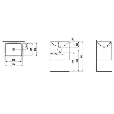 Laufen Pro S Раковина встраиваемая снизу 49x36x17см., цвет белый