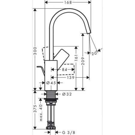 Смеситель Hansgrohe 75030700 Vivenis 209 мм, со сливным гарнитуром для раковины матовый белый