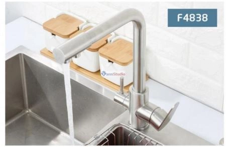 Смеситель для кухни Frap F4348 сатин с краном для фильтр/воды
