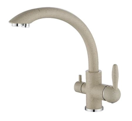 Смеситель для кухни Paulmark Essen, бежевый, две воды, Es213001-328