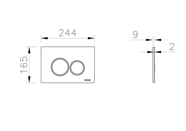Кнопка смыва для инсталляции VitrA Origin  740-2411 матовая черная двойный смыв