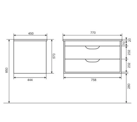 Тумба под раковину для ванной Uperwood Modul 80 см, подвесная, глянцевая, белая