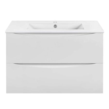 Тумба под раковину Vincea Mia Slim 800 подвесная, 2 выкатных ящика soft close, G.White
