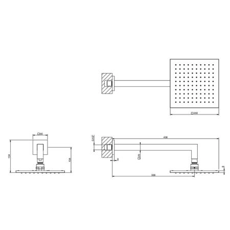 Gessi Emporio shower Верхний душ 20х20см., подвесной, поворотная, с защитой от известкового налёта, цвет: Black XL