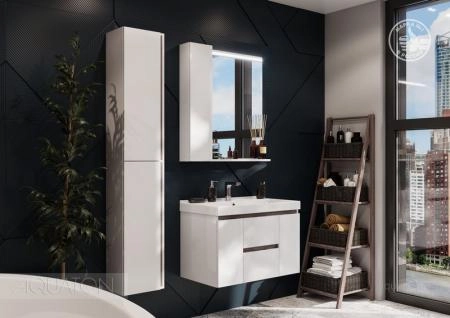 Тумба под раковину AQUATON Рене 80 белый, грецкий орех 1A258601NRC80