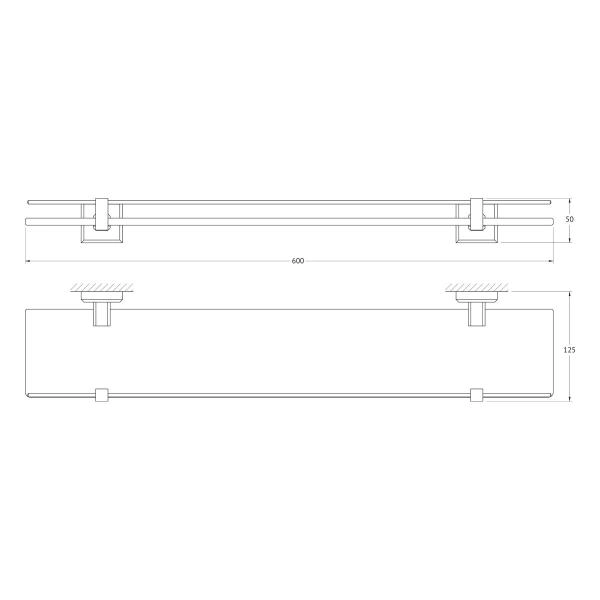 Полка с держателями матовое стекло;  ARTWELLE Hagel 992760 хром