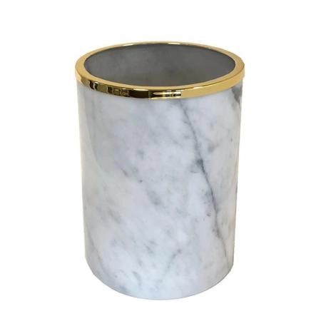 3SC Elegance Ведро без крышки 20х20хh28см, цвет: мрамор bianco carrara/золото 24к. Lucido