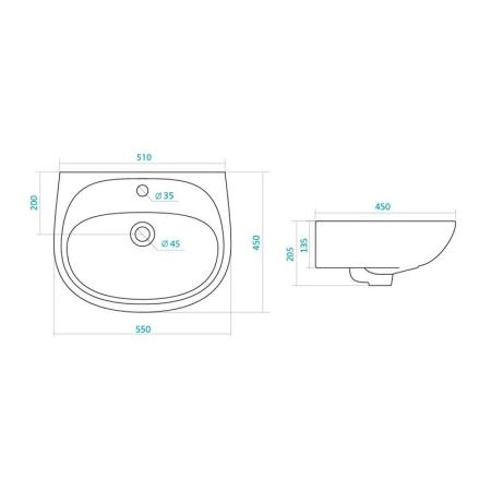 Раковина Santek Анимо 1WH110502 55 см 1/отв
