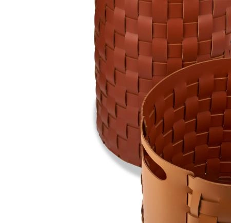ADJ Круглая корзина Bottega, D40xH40 см., цвет: коньяк/бордо