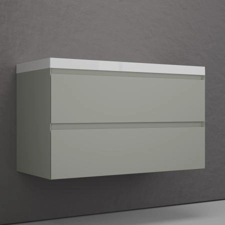 Тумба подвесная Style Line Манхэттен 100 ЭМАЛЬ под ASTI 100 2 ящика PLUS олива