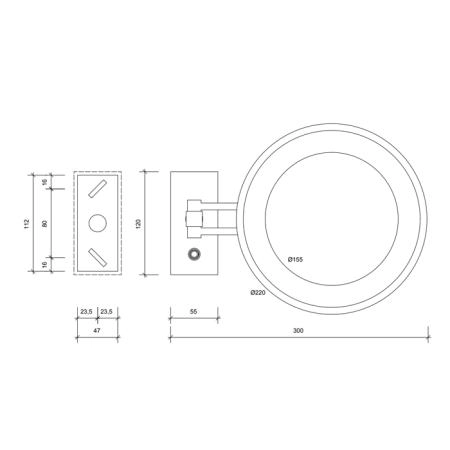 Decor Walther BS 36 LED Косметическое зеркало 22см, подвесное, увел. 3x, подсветка LED, цвет: хром