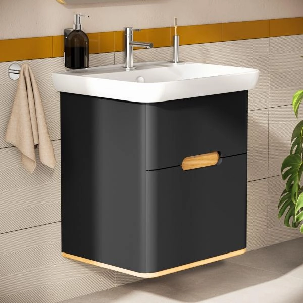 Тумба с раковиной  VitrA Sento  60834 65 см матовая антрацит МДФ