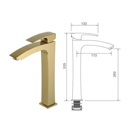 Смеситель Gappo G1007-32 для раковины высокий золото