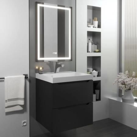 Тумба с раковиной Uperwood Tanos 50 см, подвесная, матовая, черная