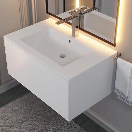 Раковина кварцевая Uperwood Parma Quartz, 75 см, белая матовая, жасмин