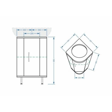 Тумба под умывальник Stella Polar Концепт 30, угловая Веер 30