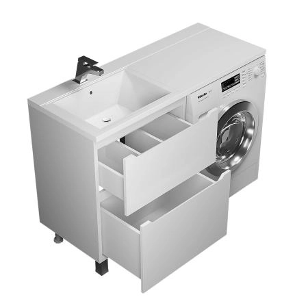 Тумба под стиральную машину Uperwood Tanos 60 см, напольная, белая, 2 ящика