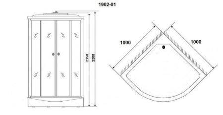 Душевая кабина Niagara Ultra NG-1902-01 (1000х1000х2200) низкий поддон(16см) стекло ТОНИРОВАННОЕ