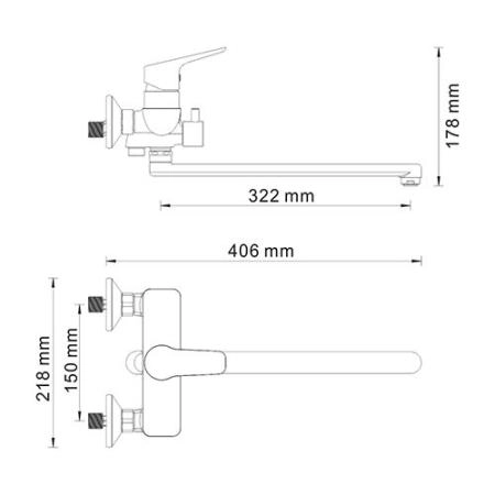 Смеситель для ванны WasserKraft Lippe 4502L хром