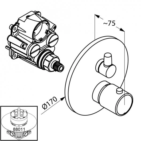 Смеситель Kludi O-Cean 388300545 для ванны с термостатом