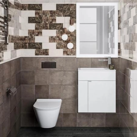 Kerama Marazzi Lato Тумба подвесная с раковиной, 49.5х27х55см., с дверцей, цвет: белая глянцевая