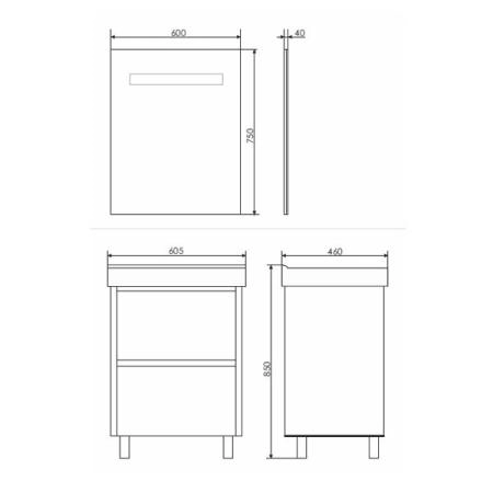 Тумба с раковиной Comforty Дублин-60 белый глянец