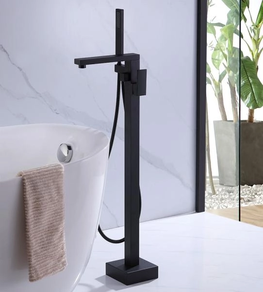 Смеситель ABBER Daheim AF8215B напольный для ванны, черный матовый