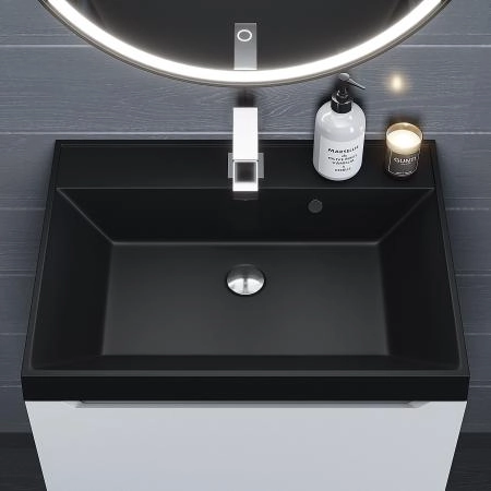 Раковина кварцевая Uperwood Classic Quartz 60 см, черная матовая, уголь