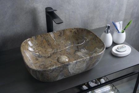 Раковина Gid Mnc333T 46x33 на столешницу камень глянцевая
