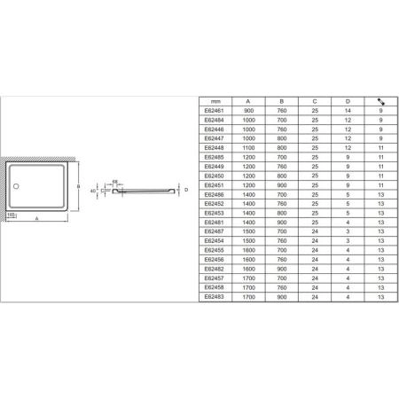 Поддон для душа Jacob Delafon FLIGHT E62482-F-M53 160x90 см литьевой мрамор