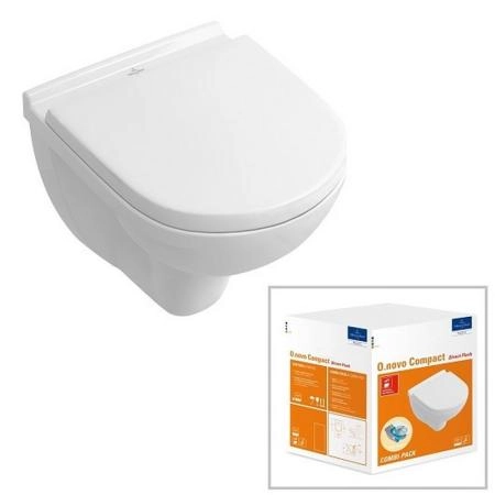 Унитаз Villeroy&Boch O.NOVO 5688HR01 (5688R001+9M38S101) подвесной с сиденьем