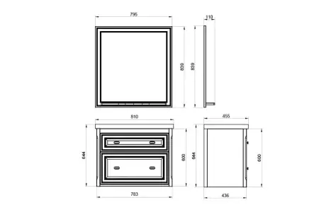 Тумба Кастелло 80 ASB Woodline Благородный Бежевый без раковины