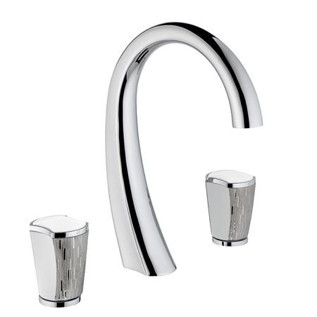 THG Infini white porcelain with platinum decor Смеситель для раковины на 3 отверстия, с донным клапаном, цвет: хром