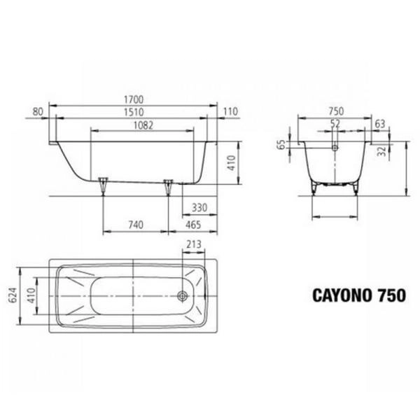 Ванна Kaldewei Cayono 750 170х75 (275000010001) стальная